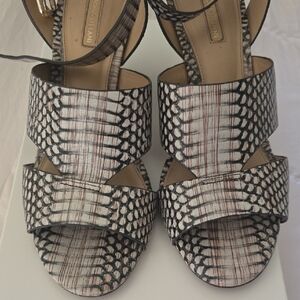 ANTONIO MELANI Snake Print Leather  Sandals, 8.5